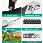 Clé hexagonale pliable, tournevis, clé réglable en acier inoxydable, outils multifonctions EDC, 8 en 1
