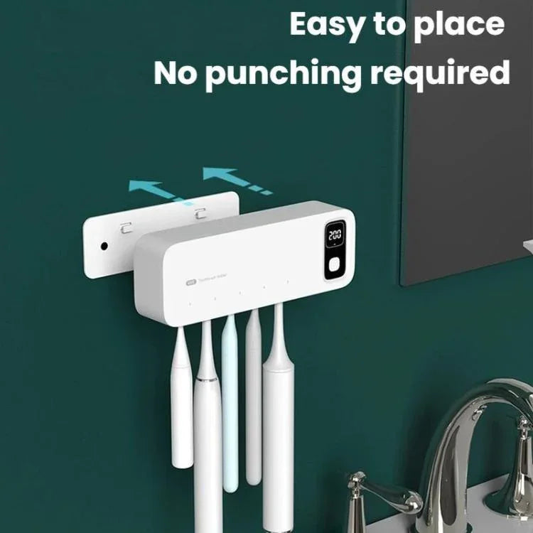Stérilisateur UV pour brosses à dents électriques avec séchage automatique et rangement mural pour salle de bain
