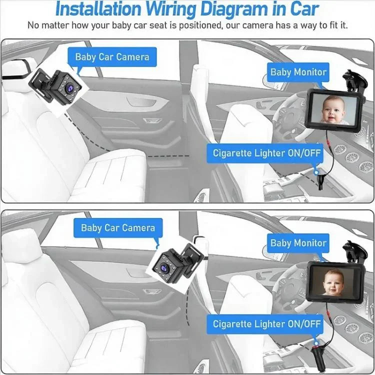 Moniteur Bébé Voiture HD 1080P 4,3 pouces