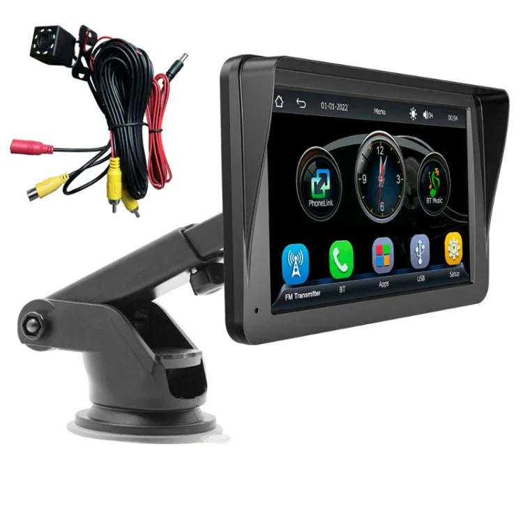 Écran tactile HD de 7 pouces + image de recul HD avec 8 LED, lecteur MP5 de voiture sans fil Carplay, X5300 avec caméra à 8 LED
