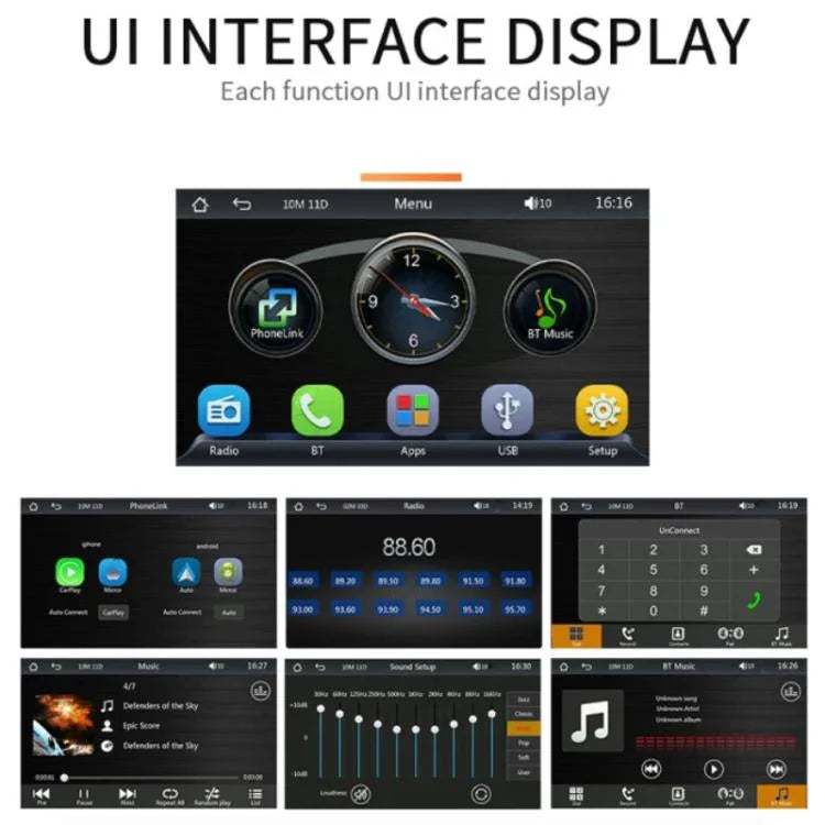 Écran tactile HD de 7 pouces + image de recul HD avec 8 LED, lecteur MP5 de voiture sans fil Carplay, X5300 avec caméra à 8 LED