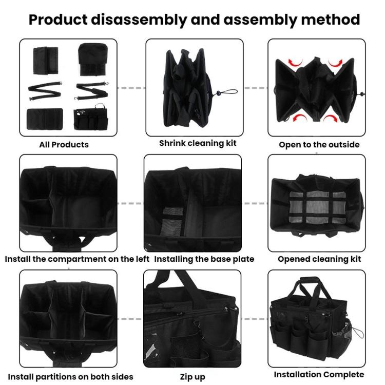 Sac de rangement pour produits d'entretien avec tablier de poche détachable