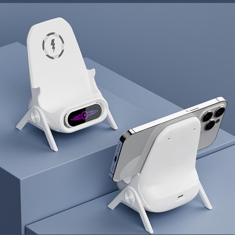 Support de chargeur sans fil en forme de chaise pour bureau compatible avec les téléphones et tablettes de 4,5 à 11 pouces