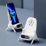 Support de chargeur sans fil en forme de chaise pour bureau compatible avec les téléphones et tablettes de 4,5 à 11 pouces