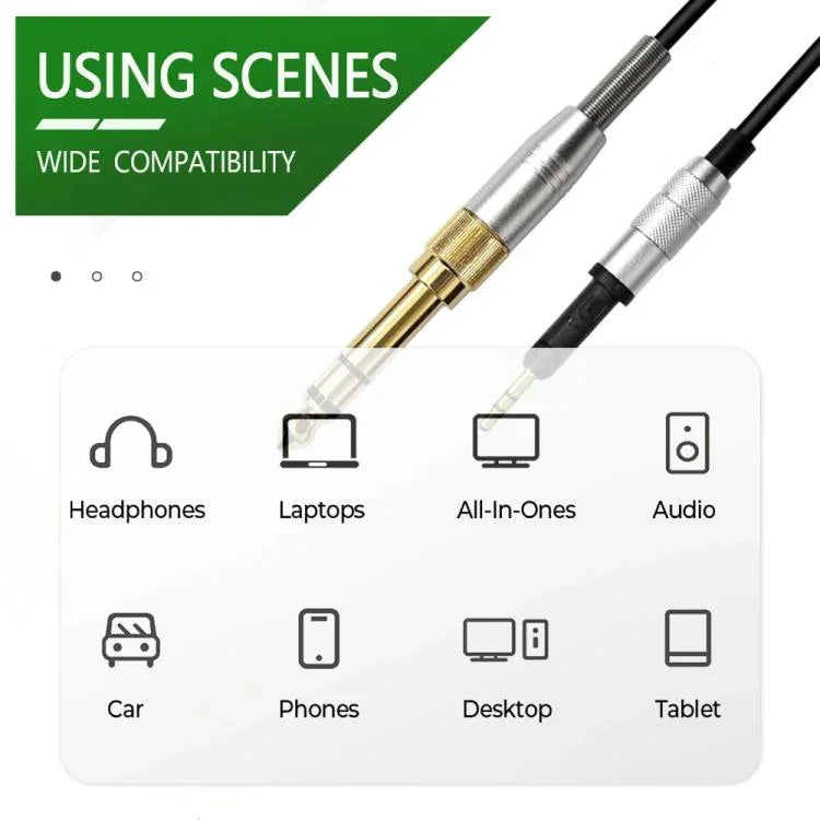 Câble casque à ressort 2,5 mm vers 3,5 mm + 6,35 mm, 1,5 m, pour Sennheiser HD6 / HD8 / HD7 / HD598, ZS0245
