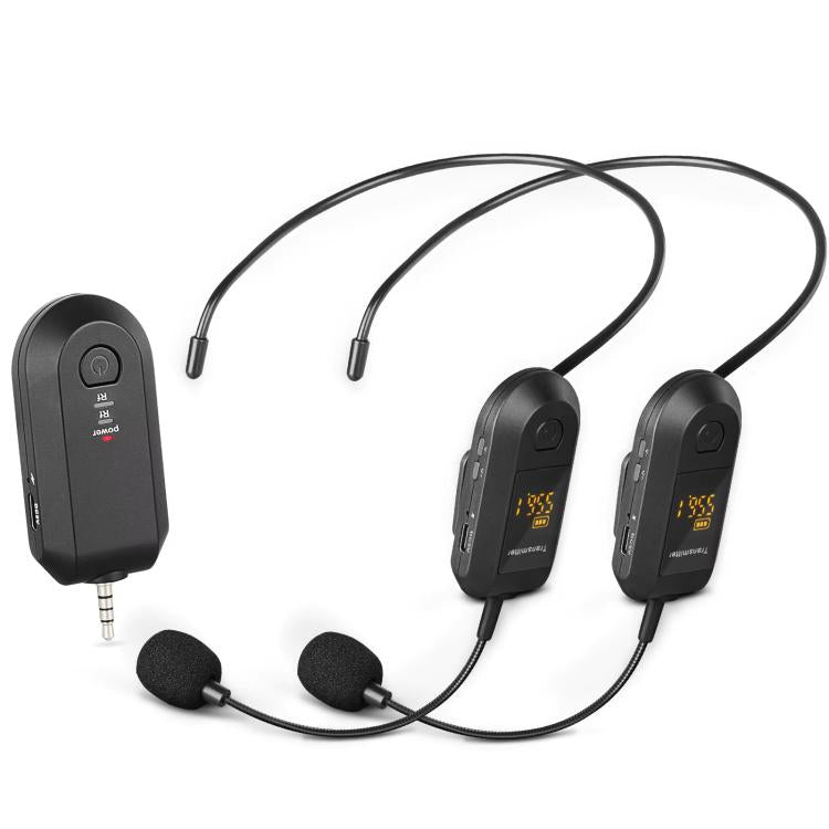 Amplificateur de microphone sans fil 2,4G portable, 1 en 1 clip cravate, 1 en 1 casque, 1 en 2 clip cravate, 1 en 2 casque