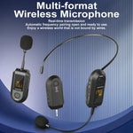 Amplificateur de microphone sans fil 2,4G portable, 1 en 1 clip cravate, 1 en 1 casque, 1 en 2 clip cravate, 1 en 2 casque