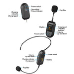 Amplificateur de microphone sans fil 2,4G portable, 1 en 1 clip cravate, 1 en 1 casque, 1 en 2 clip cravate, 1 en 2 casque