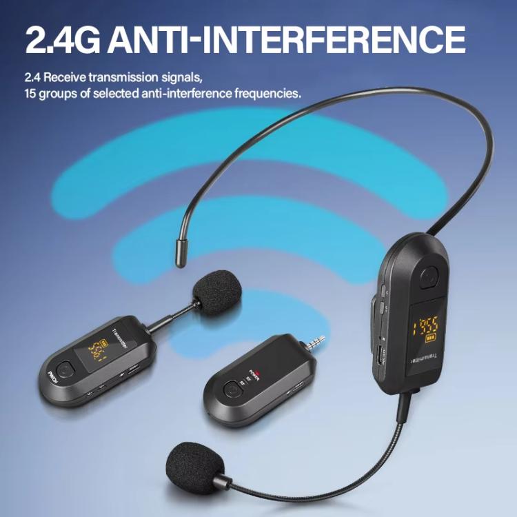 Amplificateur de microphone sans fil 2,4G portable, 1 en 1 clip cravate, 1 en 1 casque, 1 en 2 clip cravate, 1 en 2 casque