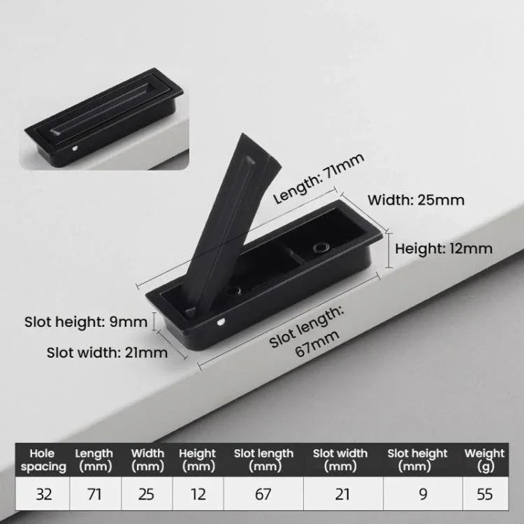 Poignée de porte encastrée invisible pour armoires, poignée rectangulaire rotative dissimulée rainurée pour meubles