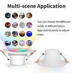 Compatible avec les spots encastrables intelligents Tuya WIFI & Bluetooth RGB+CW+WW, Dimmable, 5W 2.5inch, 7W 3.5inch, 10W 4inch, 15W 6inch