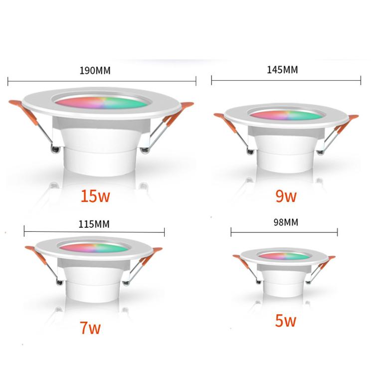 Compatible avec les spots encastrables intelligents Tuya WIFI & Bluetooth RGB+CW+WW, Dimmable, 5W 2.5inch, 7W 3.5inch, 10W 4inch, 15W 6inch