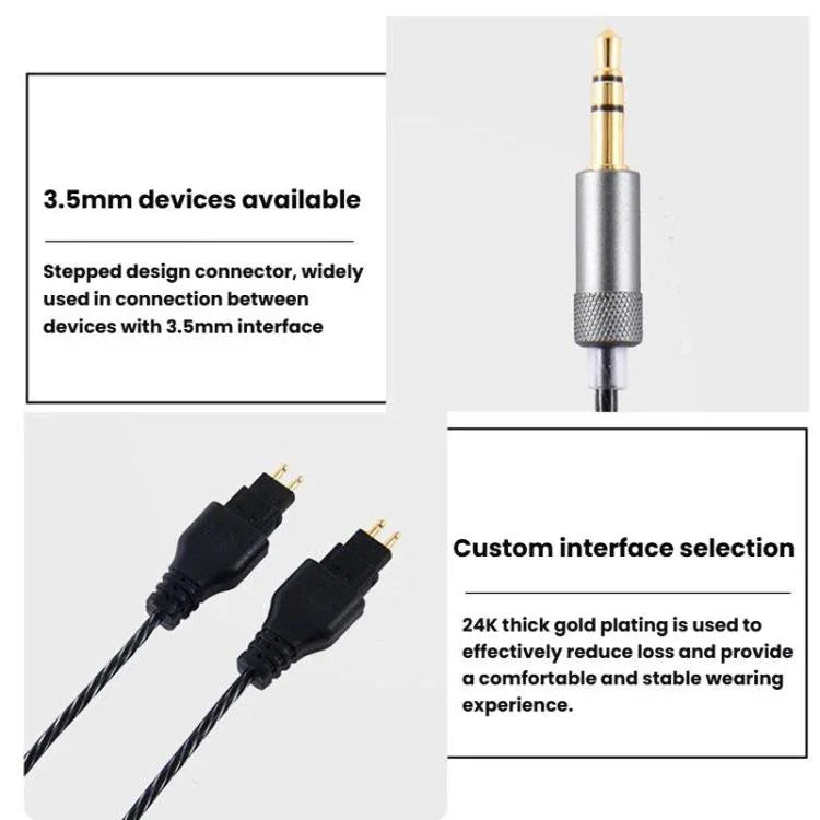 Câble audio pour casque Sennheiser HD414 / HD650 / HD600 / HD580 / HD660S, 2 m, 1,2 m