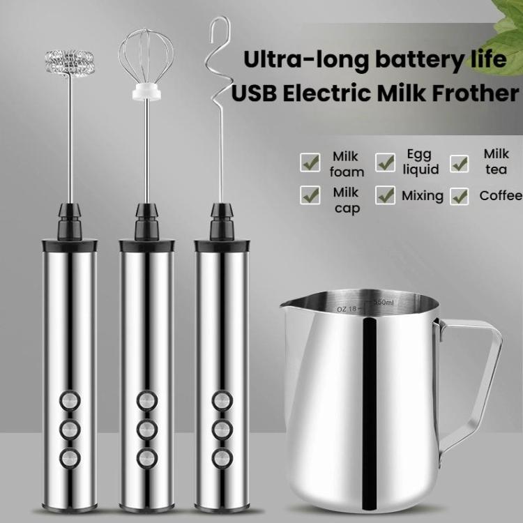 Batteur à œufs électrique portable rechargeable 3 en 1, mini mousseur à lait pour la pâtisserie, rechargeable