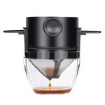 Tasse à filtre à café portable sans papier Cône de filtre à café goutte à goutte, Blanc, Noir, Noir avec base, Blanc avec base