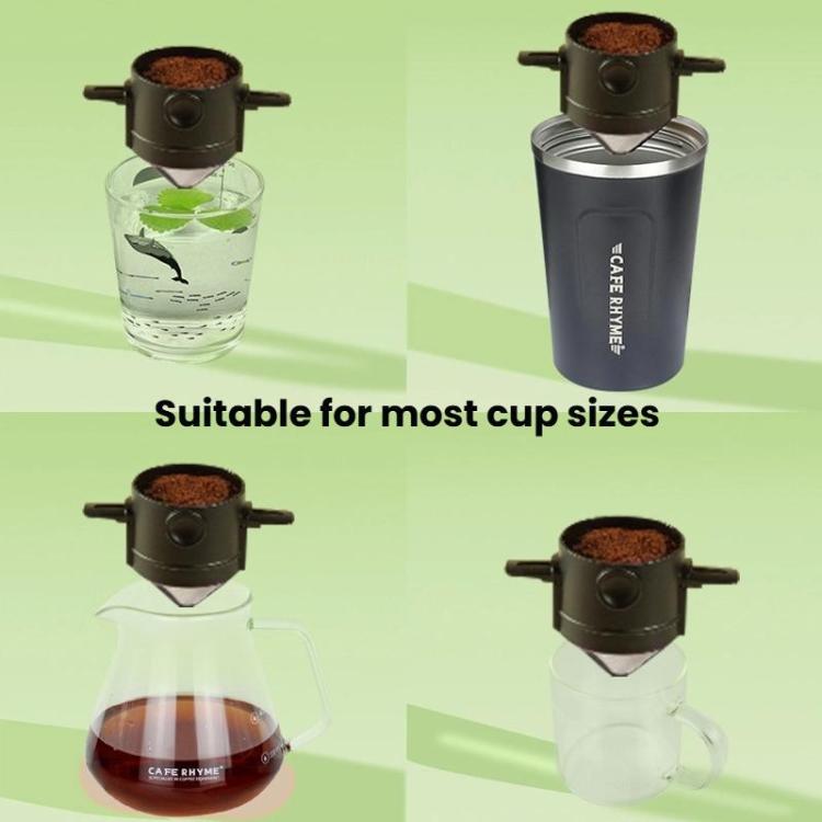 Tasse à filtre à café portable sans papier Cône de filtre à café goutte à goutte, Blanc, Noir, Noir avec base, Blanc avec base
