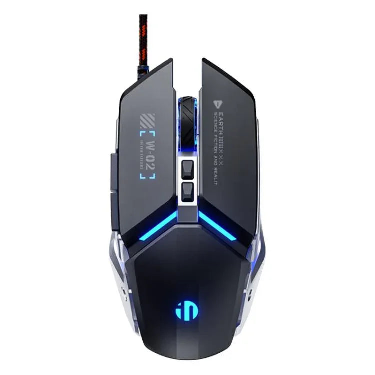 Souris filaire USB Inphic W-02 pour gaming, macro-programmable, souris d’ordinateur éclairée