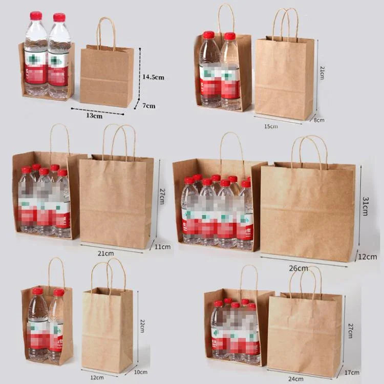 Sacs à emporter en papier kraft, Taille : 13x7x14,5cm, 50 sacs par paquet, 15x8x21cm, Naturel, 21x11x27cm, Naturel, 15x8x21cm, Blanc, 21x11x27cm, Blanc, 21x14x27cm, Blanc, 26x12x31cm, Blanc, 32x11x27cm, Blanc
