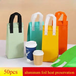 Sac isotherme à emporter en feuille d'aluminium, 50 sacs par paquet, Taille : 21x26x11cm, Petit 21x26x11cm, Moyen 24x24x15cm, Grand 26x26x17cm, Très grand 30x30x20cm