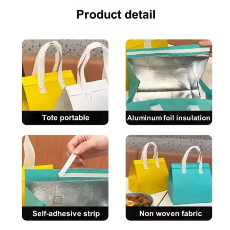 Sac isotherme à emporter en feuille d'aluminium, 50 sacs par paquet, Taille : 21x26x11cm, Petit 21x26x11cm, Moyen 24x24x15cm, Grand 26x26x17cm, Très grand 30x30x20cm