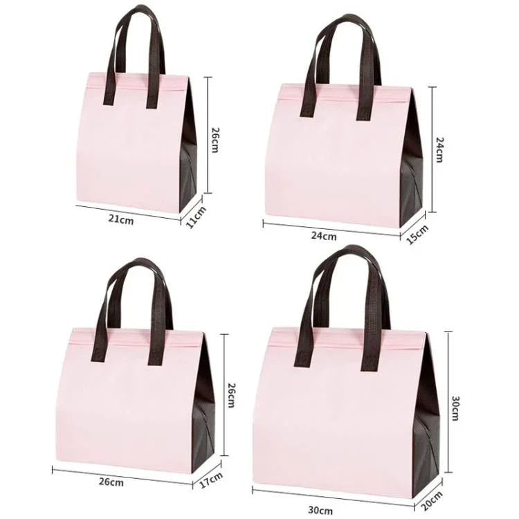Sac isotherme à emporter en feuille d'aluminium, 50 sacs par paquet, Taille : 21x26x11cm, Petit 21x26x11cm, Moyen 24x24x15cm, Grand 26x26x17cm, Très grand 30x30x20cm