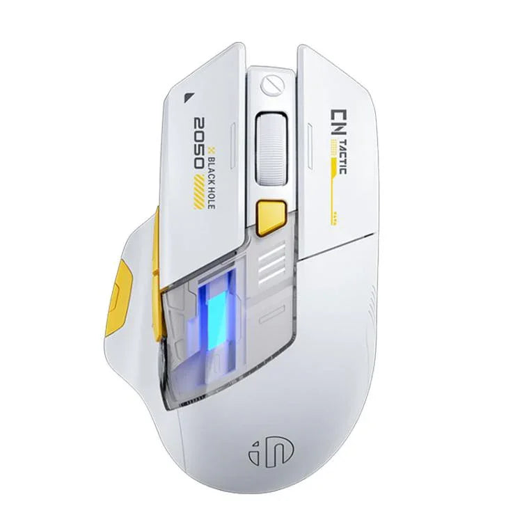 Souris sans fil Bluetooth Inphic pour bureau et gaming, souris LED rechargeable, mode double blanc, mode triple noir, mode triple blanc