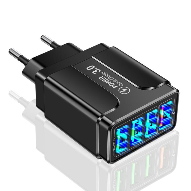 5.1A QC3.0 Fast Charging 4USB Port Cell Phone Charger, EU Plug, US Plug, UK Plug
