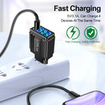 5.1A QC3.0 Fast Charging 4USB Port Cell Phone Charger, EU Plug, US Plug, UK Plug