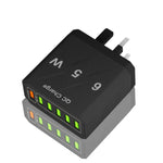 Chargeur de téléphone portable 6 ports USB 65W QC3.0 charge rapide, prise EU (Noir), prise EU (Blanc), prise US (Noir), prise US (Blanc), prise UK (Noir), prise UK (Blanc)
