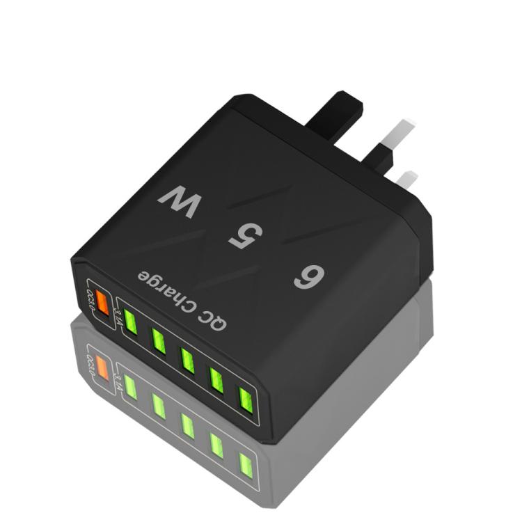 Chargeur de téléphone portable 6 ports USB 65W QC3.0 charge rapide, prise EU (Noir), prise EU (Blanc), prise US (Noir), prise US (Blanc), prise UK (Noir), prise UK (Blanc)