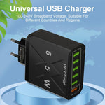 Chargeur de téléphone portable 6 ports USB 65W QC3.0 charge rapide, prise EU (Noir), prise EU (Blanc), prise US (Noir), prise US (Blanc), prise UK (Noir), prise UK (Blanc)