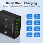 Chargeur de téléphone portable 6 ports USB 65W QC3.0 charge rapide, prise EU (Noir), prise EU (Blanc), prise US (Noir), prise US (Blanc), prise UK (Noir), prise UK (Blanc)