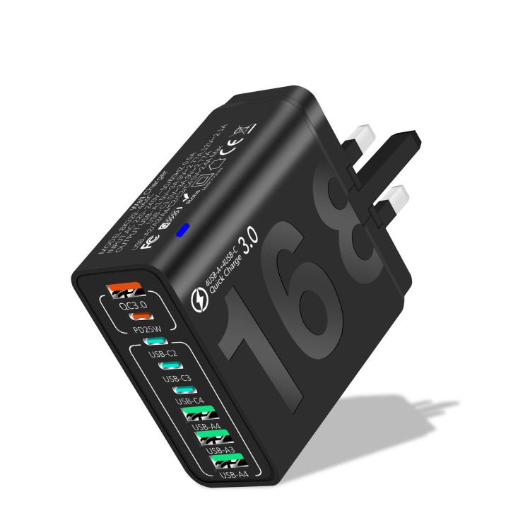 Chargeur de téléphone portable 8 interfaces 4USB+4Type-C 150W QC3.0 charge rapide, prise EU (Noir), prise EU (Blanc), prise EU (Jaune), prise US (Noir), prise US (Blanc), prise US (Jaune), prise UK (Noir), prise UK (Blanc), prise UK (Jaune)