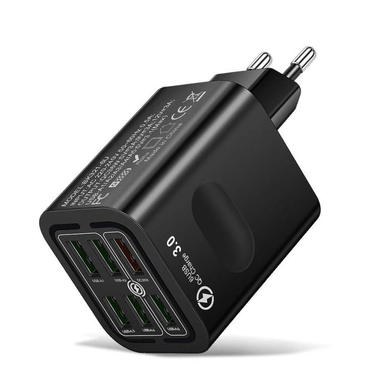 Chargeur de téléphone à charge rapide multi-port 6USB BK321, prise EU (Noir), prise EU (Blanc), prise EU (Jaune), prise US (Noir), prise US (Blanc), prise US (Jaune), prise UK (Noir), prise UK (Blanc), prise UK (Jaune)