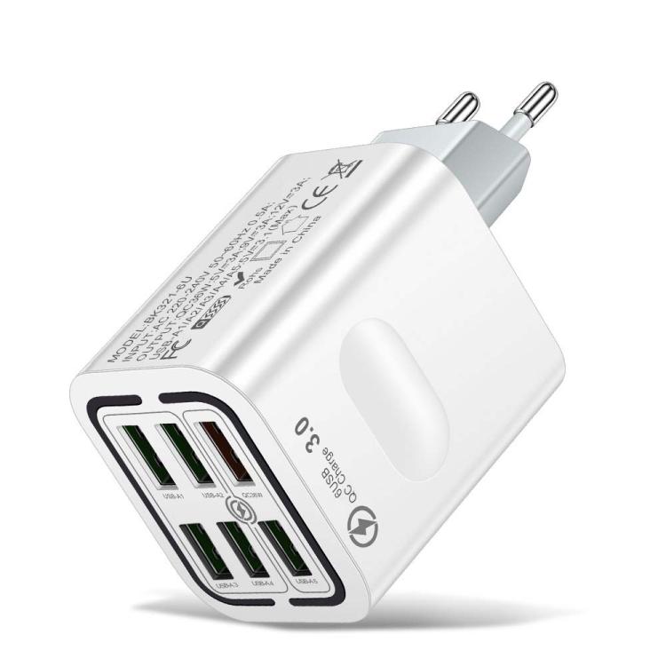 Chargeur de téléphone à charge rapide multi-port 6USB BK321, prise EU (Noir), prise EU (Blanc), prise EU (Jaune), prise US (Noir), prise US (Blanc), prise US (Jaune), prise UK (Noir), prise UK (Blanc), prise UK (Jaune)