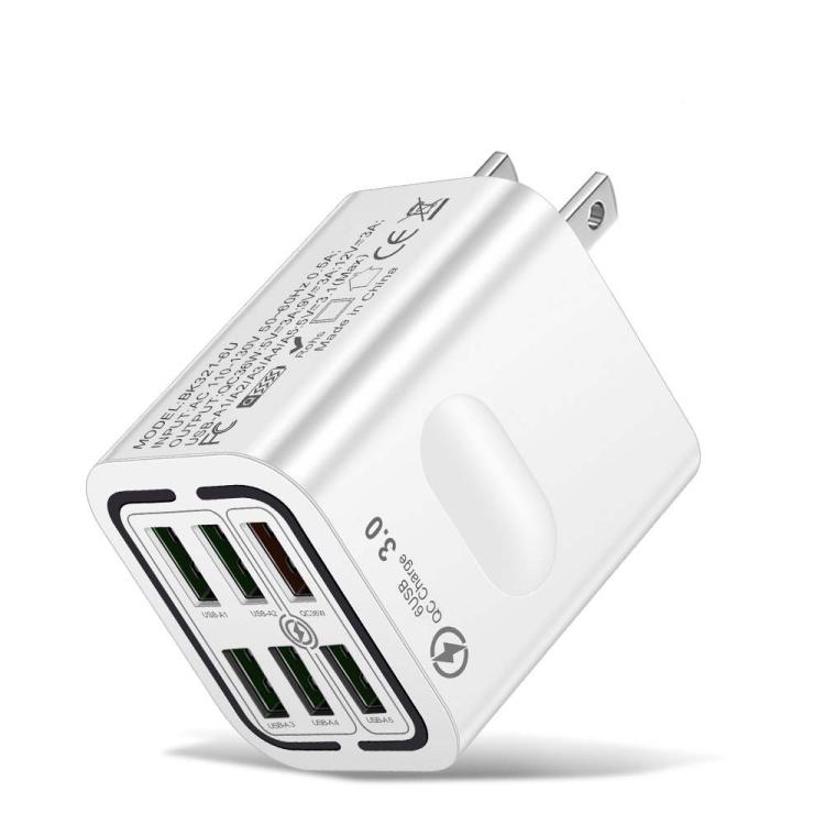 Chargeur de téléphone à charge rapide multi-port 6USB BK321, prise EU (Noir), prise EU (Blanc), prise EU (Jaune), prise US (Noir), prise US (Blanc), prise US (Jaune), prise UK (Noir), prise UK (Blanc), prise UK (Jaune)