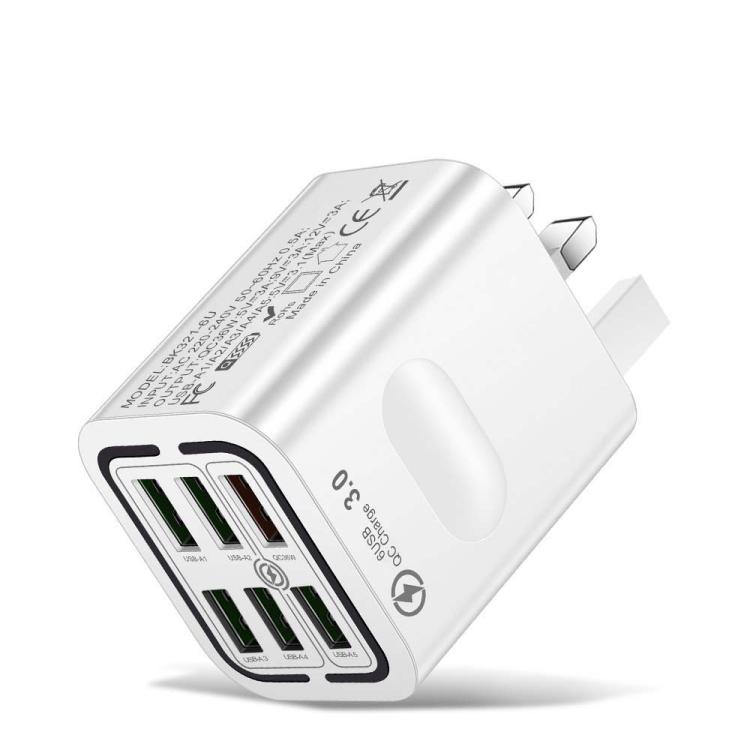 Chargeur de téléphone à charge rapide multi-port 6USB BK321, prise EU (Noir), prise EU (Blanc), prise EU (Jaune), prise US (Noir), prise US (Blanc), prise US (Jaune), prise UK (Noir), prise UK (Blanc), prise UK (Jaune)