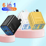 Chargeur de téléphone à charge rapide multi-port 6USB BK321, prise EU (Noir), prise EU (Blanc), prise EU (Jaune), prise US (Noir), prise US (Blanc), prise US (Jaune), prise UK (Noir), prise UK (Blanc), prise UK (Jaune)