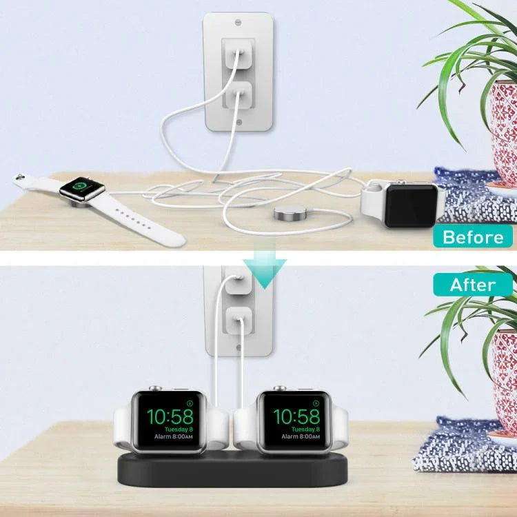 Station de rangement et de charge de bureau 2 en 1 AhaStyle DD97 pour Apple Watch et écouteurs.