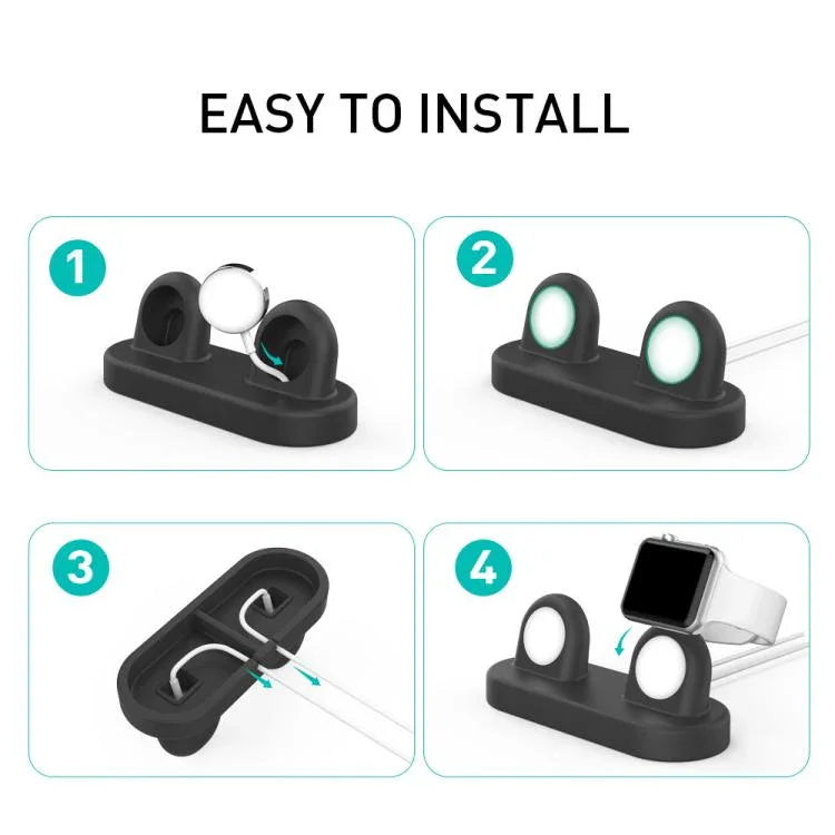 Station de rangement et de charge de bureau 2 en 1 AhaStyle DD97 pour Apple Watch et écouteurs.