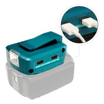 Adaptateur batterie lithium Makita 14,4V/18V avec éclairage LED, double USB + DC
