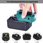 Adaptateur batterie lithium Makita 14,4V/18V avec éclairage LED, double USB + DC