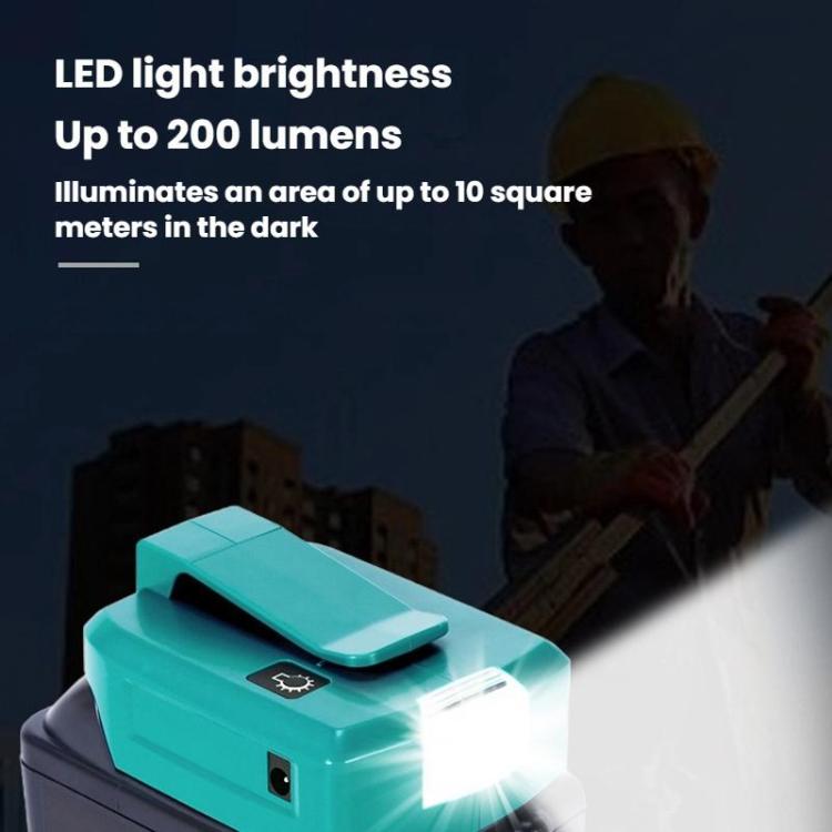 Adaptateur batterie lithium Makita 14,4V/18V avec éclairage LED, double USB + DC
