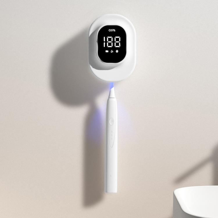 Stérilisateur et support de brosse à dents UV rechargeable CKPA avec écran intelligent, support adhésif sans perçage pour brosses à dents électriques