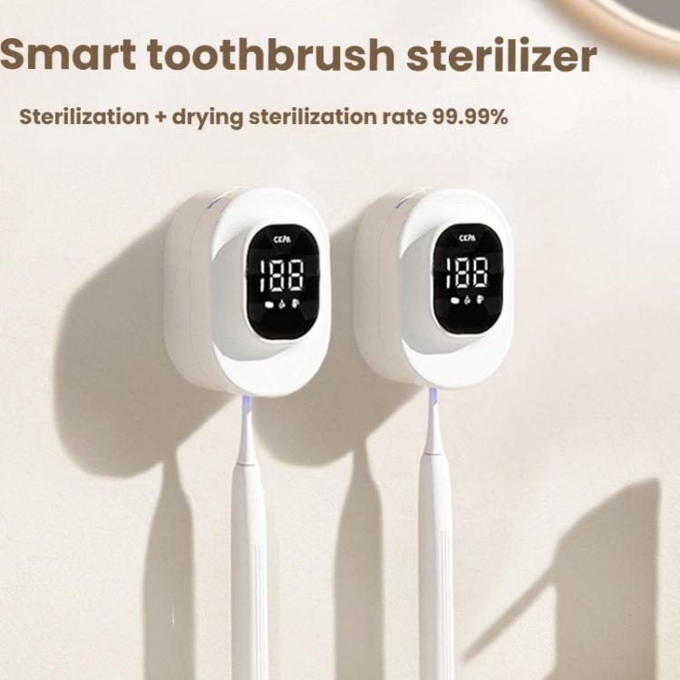 Stérilisateur et support de brosse à dents UV rechargeable CKPA avec écran intelligent, support adhésif sans perçage pour brosses à dents électriques