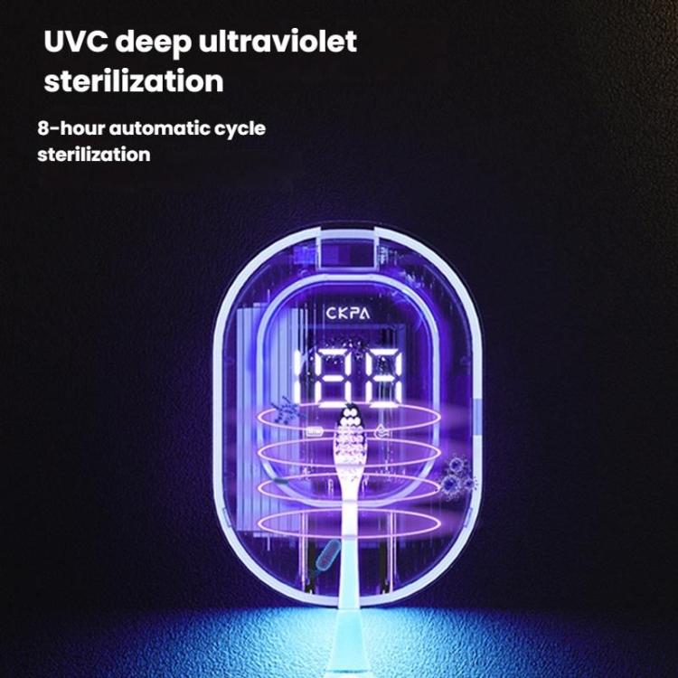 Stérilisateur et support de brosse à dents UV rechargeable CKPA avec écran intelligent, support adhésif sans perçage pour brosses à dents électriques