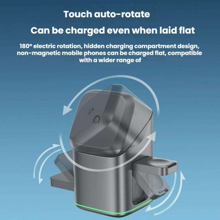 Support de charge sans fil magnétique rotatif 3-en-1 en métal