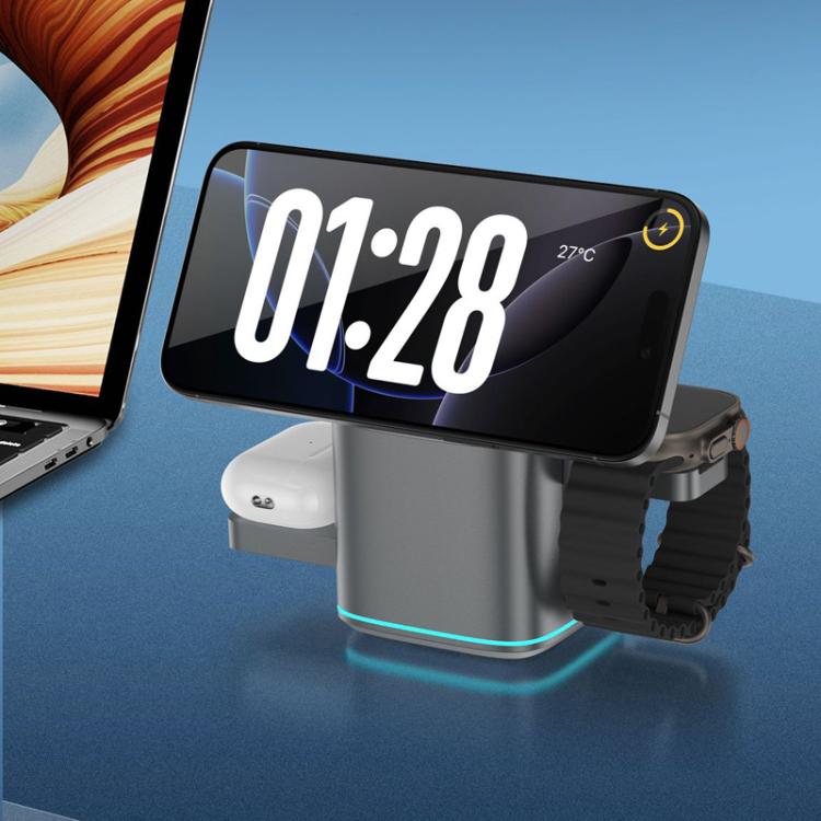 Support de charge sans fil magnétique rotatif 3-en-1 en métal