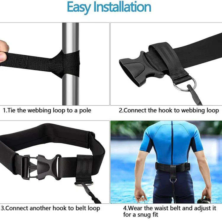 Ceinture d'entraînement à la force de natation avec bloc et corde élastique