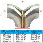Y-type Three-way Connector For Stainless Steel Exhaust Pipes, 51mm, 57mm, 63mm, 76mm